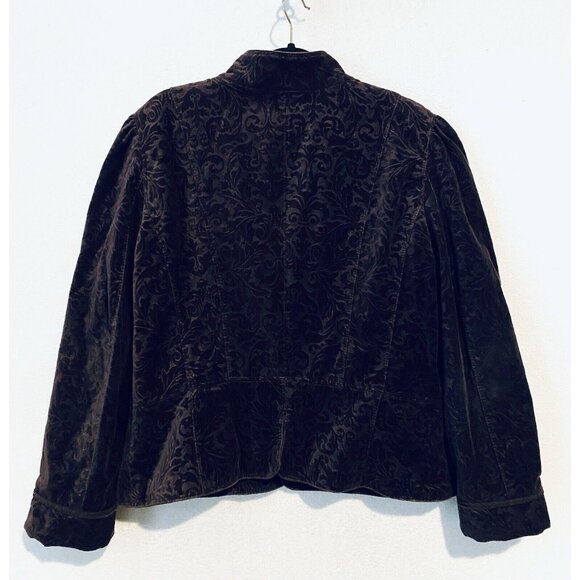 LOFT Jacket Womens 16 Purple Damask Velvet Button Up Steampunk Victorian Gothic - Picture 3 of 5